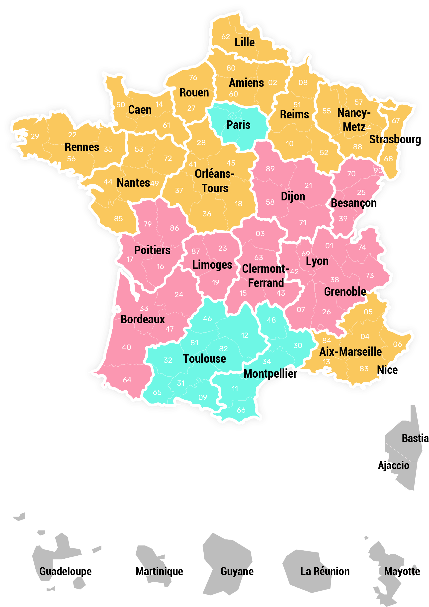 Carte de France des Zones de Vacances Scolaires